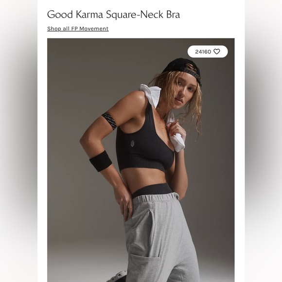 Free People Good Karma square neck bra on washed black. - Picture 4 of 4